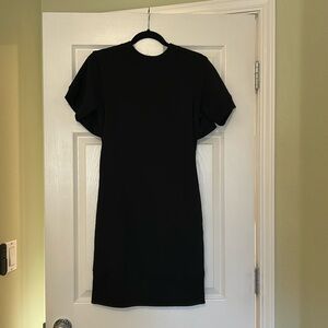 Sacai Black Mesh Flap Back Sweatshirt Short Sleeve Dress